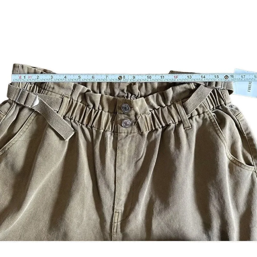 Forever 21 Olive green paperbag waist high rise shorts‎ 1X NWT